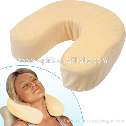 Flocking U Shape Neck Pillow/100% PU Foam Memory Foam Travel Pillow